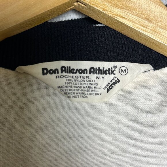 VTG Don Alleson Bomber Satin Varsity Jacket Women M Black "Lisa" 90s Button Up - Picture 5 of 15